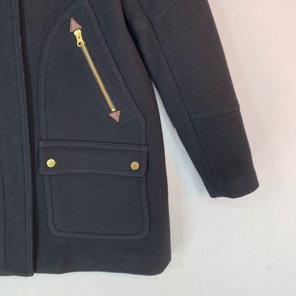 J. Crew Women Chateau Parka In Italian Stadium Cloth 2 Black Nello Gori Coat - Picture 3 of 12